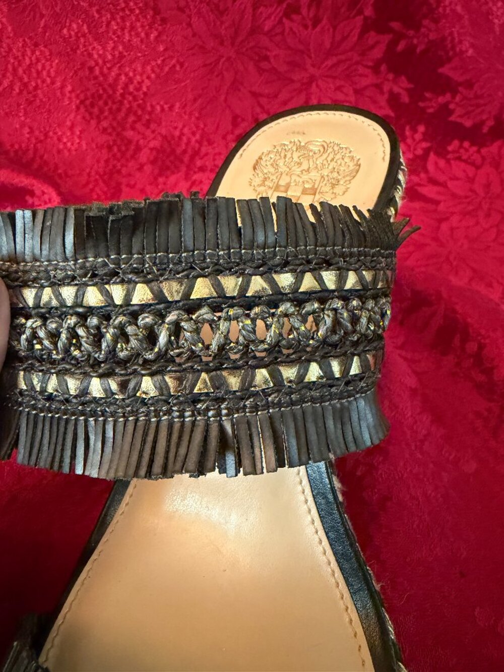 Vince Camuto Brittnuh Black Espadrille Wedge Slip on Platform Sandals Sz 9.5 - Picture 5 of 15